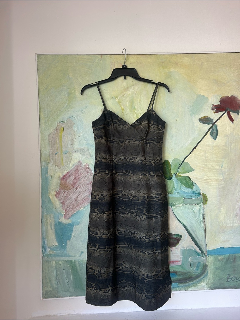 La Belle Elegant Black and Gold Slip Dress